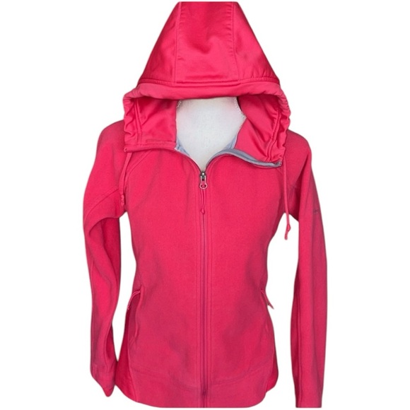 Columbia Benton Springs Fuchsia Hot Pink Full Zip Fleece Hoodie Gray Accents - Picture 2 of 16